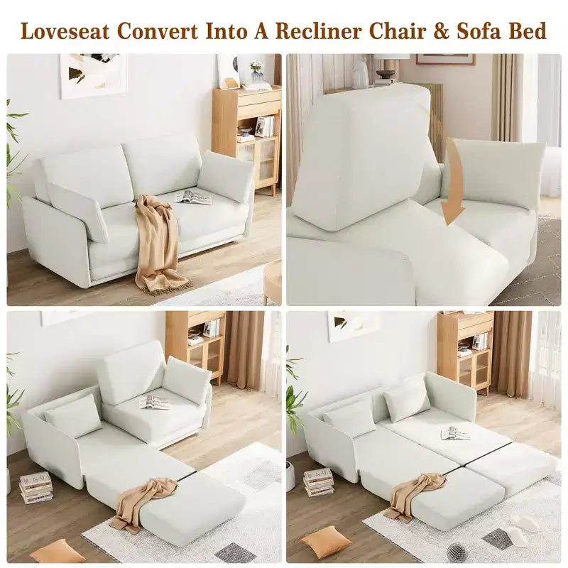 Divano Letto Estraibile Queen Size da 168 cm, Divano Letto Trasformabile 3-in-1 con Cuscini Spessi, Multifunzionale