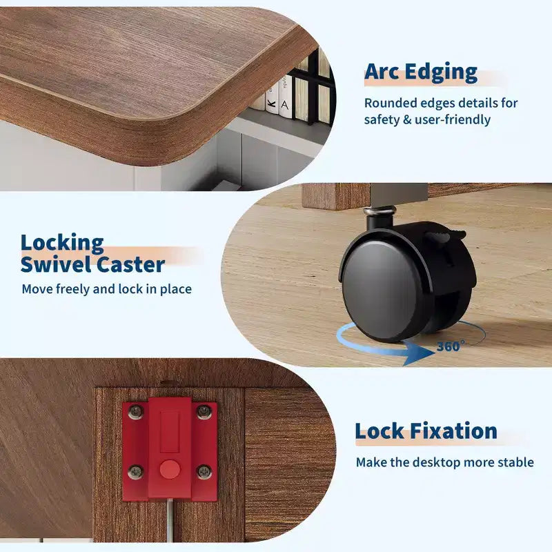 Tavolo da Pranzo Pieghevole in Legno con 6 Ruote, Tavolo con Ante a Ribalta con Cassetto e Ripiano Contenitore per Cucina e Sala da Pranzo