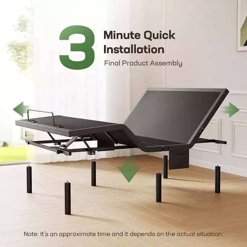 Base per letto regolabile Twin XL con inclinazione testa e piedi, luce notturna, telecomando wireless, 4 porte USB e 4 opzioni di altezza