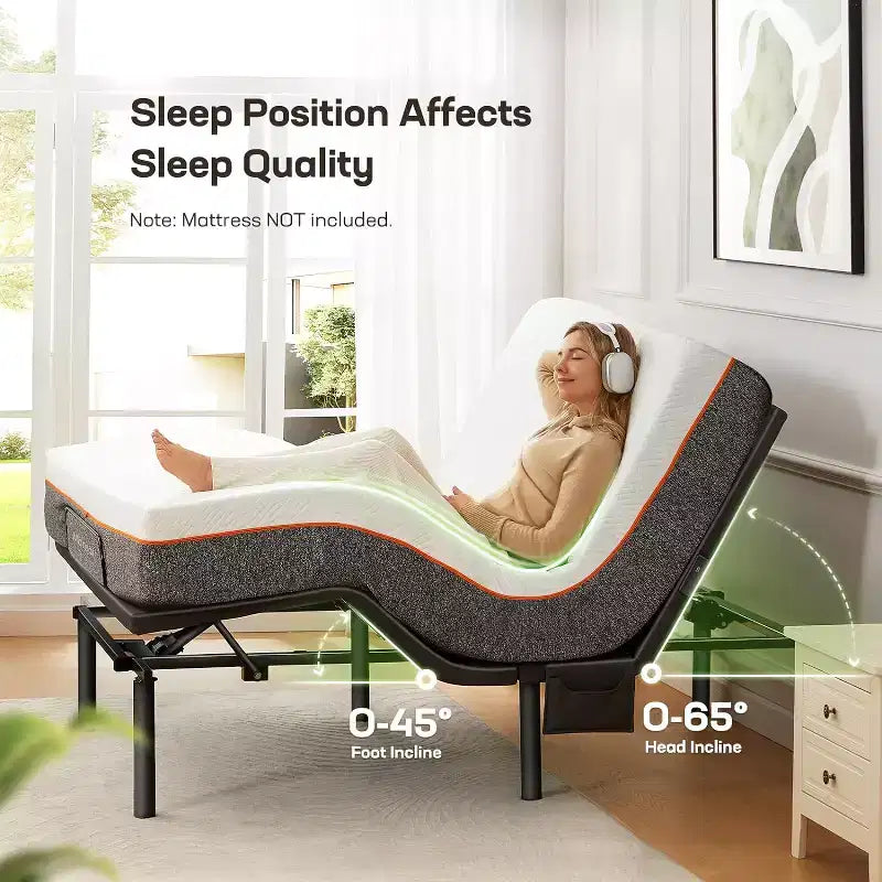 Base per letto regolabile Twin XL con inclinazione testa e piedi, luce notturna, telecomando wireless, 4 porte USB e 4 opzioni di altezza