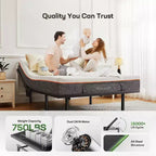 Base per letto regolabile Twin XL con inclinazione testa e piedi, luce notturna, telecomando wireless, 4 porte USB e 4 opzioni di altezza