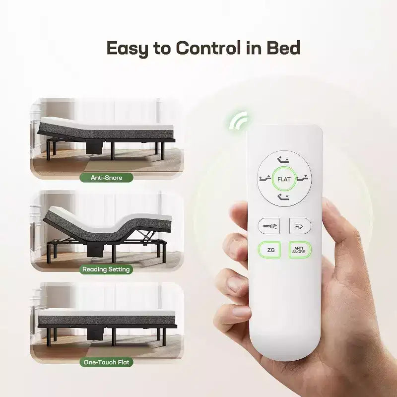 Base per letto regolabile Twin XL con inclinazione testa e piedi, luce notturna, telecomando wireless, 4 porte USB e 4 opzioni di altezza
