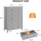 Cassettiera a 5 cassetti per camera da letto - con cassetti profondi e pomelli in metallo, cassettiere moderne in legno per soggiorno, ingresso, corridoio