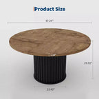 Tavolo da pranzo rotondo industriale da 47 pollici per 4-6 persone, tavolo da pranzo con robusta base a piedistallo in metallo ondulato, per sala da pranzo, cucina