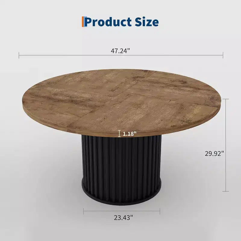 Tavolo da pranzo rotondo industriale da 47 pollici per 4-6 persone, tavolo da pranzo con robusta base a piedistallo in metallo ondulato, per sala da pranzo, cucina