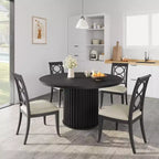 Tavolo da pranzo rotondo industriale da 47 pollici per 4-6 persone, tavolo da pranzo con robusta base a piedistallo in metallo ondulato, per sala da pranzo, cucina