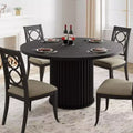 47Inch Industrial Round Dining Table for 4-6 People, Dining Room Table with Sturdy Waveform Metal Pedestal Base, for Dining Room, Kitchen
