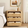 Homy Casa 3-Drawer Storage Cabinet with Textured Fronts for Bedroom, Living Room, or Entryway, Natural