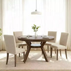 Homy Casa Wood Round Dining Table with Shelf  Modern Dining Table for Kitchen or Small Spaces