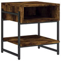 vidaXL Smoked Oak Coffee Table - Industrial Style Accent Furniture for Living Rooms - Engineered Wood with Metal Frame, Storage Shelf, Adjustable Feet