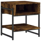 vidaXL Smoked Oak Coffee Table - Industrial Style Accent Furniture for Living Rooms - Engineered Wood with Metal Frame, Storage Shelf, Adjustable Feet