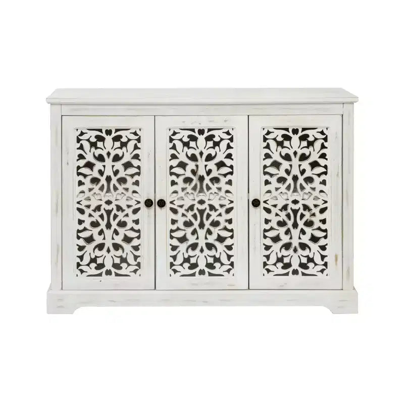 Credenza antica da 43,3 pollici con 3 ante intagliate