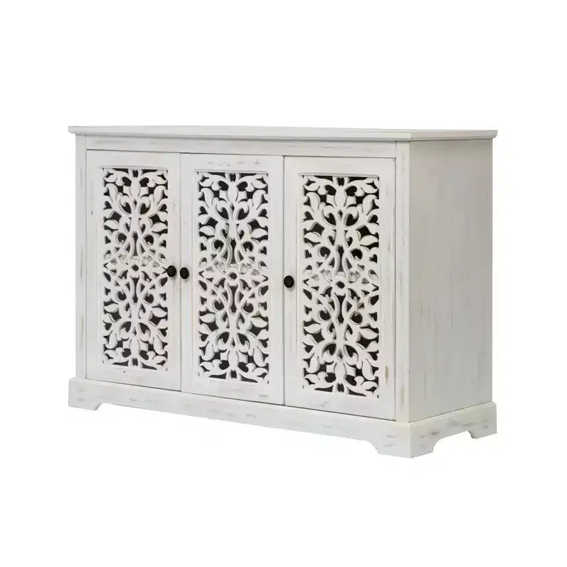 Credenza antica da 43,3 pollici con 3 ante intagliate