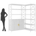 L-Shaped Modern Corner White Bookcase, 6-Layer Corner Open Bookcase, Modern Industrial Style Bookcase for Office, Living Room, Kitchen, White