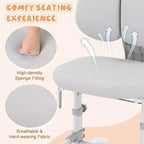 Sedia da studio per bambini con doppio schienale, poggiapiedi, altezza e profondità della seduta regolabili - Grigio/Blu/Rosa