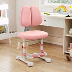 Sedia da studio per bambini con doppio schienale, poggiapiedi, altezza e profondità della seduta regolabili - Grigio/Blu/Rosa