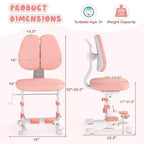 Sedia da studio per bambini con doppio schienale, poggiapiedi, altezza e profondità della seduta regolabili - Grigio/Blu/Rosa