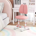 Sedia da studio per bambini con doppio schienale, poggiapiedi, altezza e profondità della seduta regolabili - Grigio/Blu/Rosa