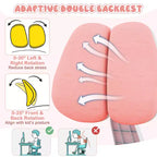 Sedia da studio per bambini con doppio schienale, poggiapiedi, altezza e profondità della seduta regolabili - Grigio/Blu/Rosa