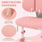 Sedia da studio per bambini con doppio schienale, poggiapiedi, altezza e profondità della seduta regolabili - Grigio/Blu/Rosa