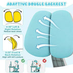 Sedia da studio per bambini con doppio schienale, poggiapiedi, altezza e profondità della seduta regolabili - Grigio/Blu/Rosa