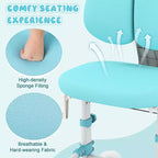Sedia da studio per bambini con doppio schienale, poggiapiedi, altezza e profondità della seduta regolabili - Grigio/Blu/Rosa