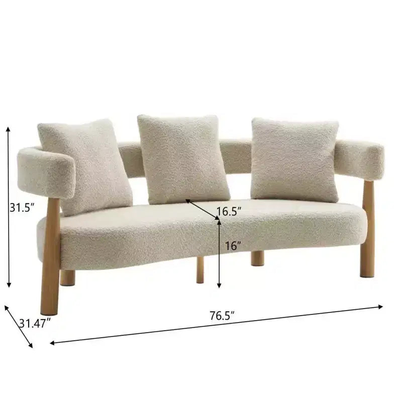Divano a 3 posti curvo da 194,3 cm rivestito in tessuto con gambe in metallo