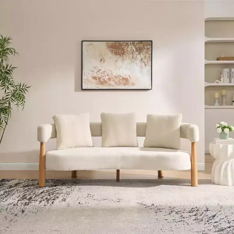 Christopher Knight Home Albright 76.50 Curved 3 Seater Fabric Modern Upholstered Sofa with Metal Leg