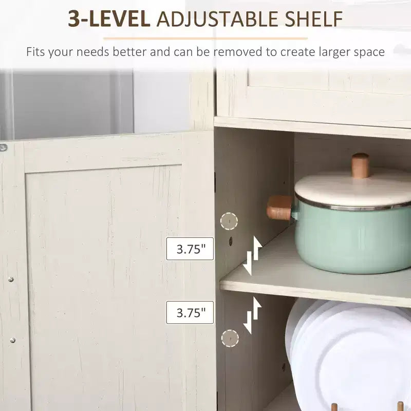 Madia moderna stile Farmhouse con contenitore, mobiletto a buffet con 2 ante scorrevoli stile fienile e cassetto per sala da pranzo