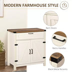 Madia moderna stile Farmhouse con contenitore, mobiletto a buffet con 2 ante scorrevoli stile fienile e cassetto per sala da pranzo
