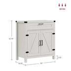 Madia moderna stile Farmhouse con contenitore, mobiletto a buffet con 2 ante scorrevoli stile fienile e cassetto per sala da pranzo