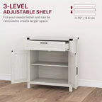 Madia moderna stile Farmhouse con contenitore, mobiletto a buffet con 2 ante scorrevoli stile fienile e cassetto per sala da pranzo