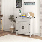 Madia moderna stile Farmhouse con contenitore, mobiletto a buffet con 2 ante scorrevoli stile fienile e cassetto per sala da pranzo