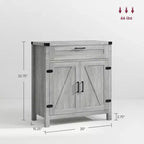 Madia moderna stile Farmhouse con contenitore, mobiletto a buffet con 2 ante scorrevoli stile fienile e cassetto per sala da pranzo