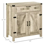 Madia moderna stile Farmhouse con contenitore, mobiletto a buffet con 2 ante scorrevoli stile fienile e cassetto per sala da pranzo