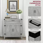 Madia moderna stile Farmhouse con contenitore, mobiletto a buffet con 2 ante scorrevoli stile fienile e cassetto per sala da pranzo