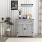 Madia moderna stile Farmhouse con contenitore, mobiletto a buffet con 2 ante scorrevoli stile fienile e cassetto per sala da pranzo