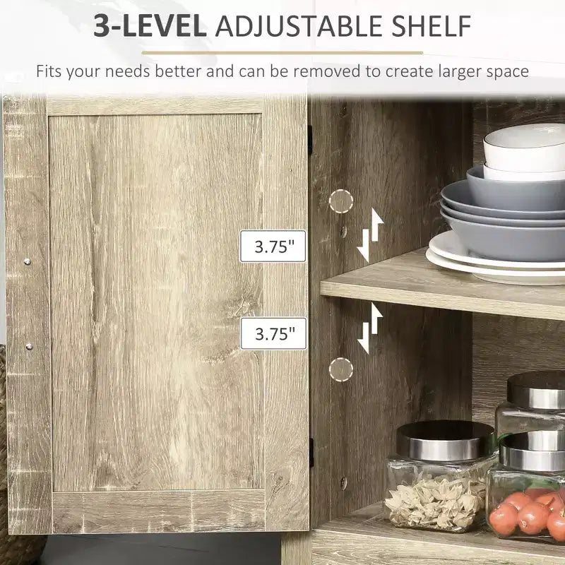 Madia moderna stile Farmhouse con contenitore, mobiletto a buffet con 2 ante scorrevoli stile fienile e cassetto per sala da pranzo