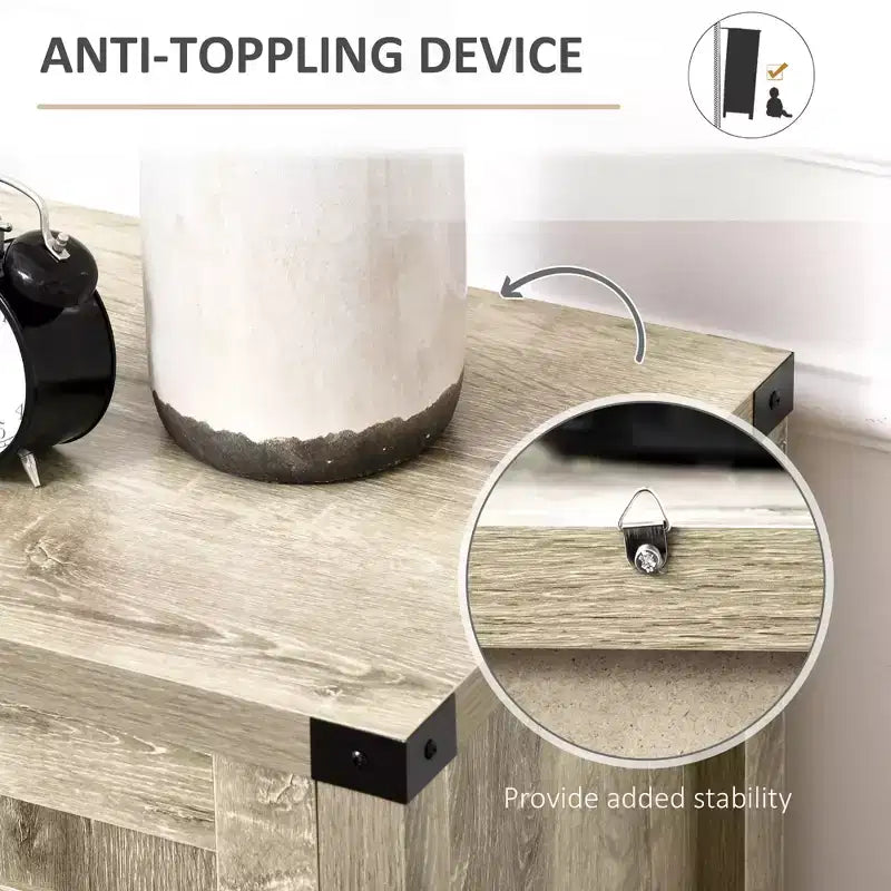 Madia moderna stile Farmhouse con contenitore, mobiletto a buffet con 2 ante scorrevoli stile fienile e cassetto per sala da pranzo