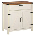 Madia moderna stile Farmhouse con contenitore, mobiletto a buffet con 2 ante scorrevoli stile fienile e cassetto per sala da pranzo