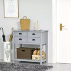 Mobile Bar Caffè, Credenza Madia, Mobile da Cucina con 4 Cassetti e Ripiano Inferiore a Doghe per Cucina, Soggiorno