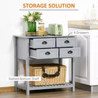 Mobile Bar Caffè, Credenza Madia, Mobile da Cucina con 4 Cassetti e Ripiano Inferiore a Doghe per Cucina, Soggiorno