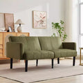 COZONY 75.5 Convertible Futon Sofa Bed, Linen Flannel Loveseat Couch with Wood Legs, Adjustable Folding Sleeper Sofa for Living Room, Small Space