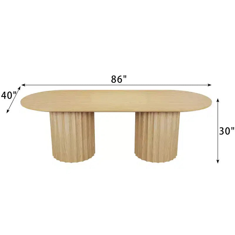 Tavolo da pranzo ovale nero cilindrico a doppia base da 86 pollici con 8 sedie da pranzo Adatto per sala da pranzo / soggiorno