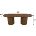 Tavolo da pranzo ovale nero cilindrico a doppia base da 86 pollici con 8 sedie da pranzo Adatto per sala da pranzo / soggiorno