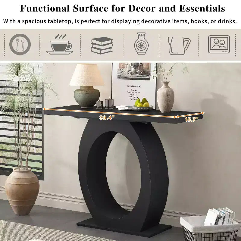 Consolle Elegante con Base a Forma di Uovo, Tavolo da Ingresso con Piano Resistente e Spesso, Tavolino d'Appoggio per Ingresso, Soggiorno