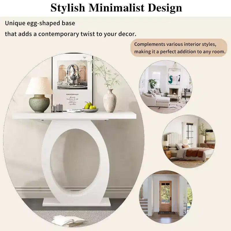 Consolle Elegante con Base a Forma di Uovo, Tavolo da Ingresso con Piano Resistente e Spesso, Tavolino d'Appoggio per Ingresso, Soggiorno