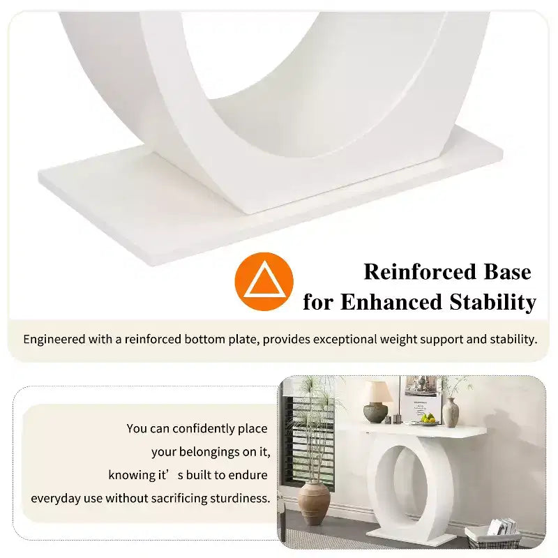 Consolle Elegante con Base a Forma di Uovo, Tavolo da Ingresso con Piano Resistente e Spesso, Tavolino d'Appoggio per Ingresso, Soggiorno