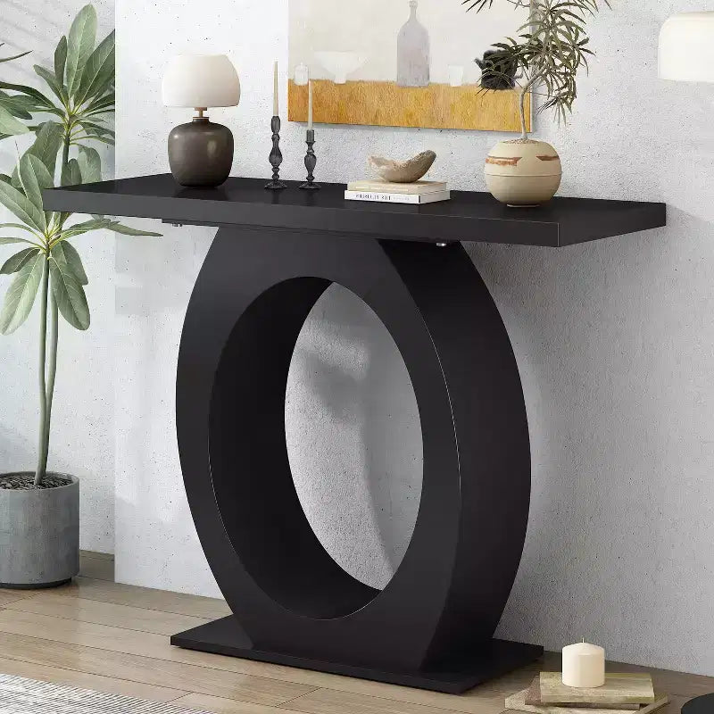 Consolle Elegante con Base a Forma di Uovo, Tavolo da Ingresso con Piano Resistente e Spesso, Tavolino d'Appoggio per Ingresso, Soggiorno