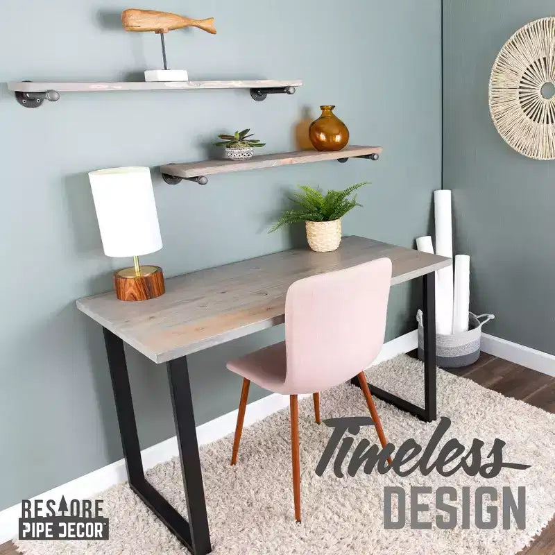 Scrivania Riverstone grigio in legno massello con gambe da 28 pollici a paesaggio